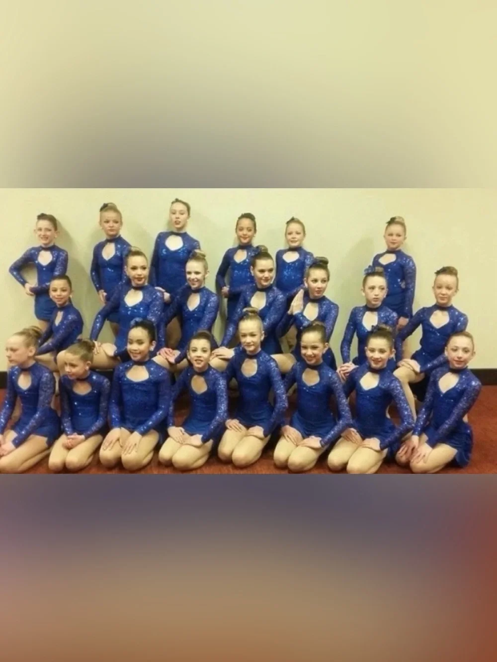 Blue Sequin Dance Costume Long Sleeve Leotard